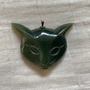 Vintage Jade Cat Pendant